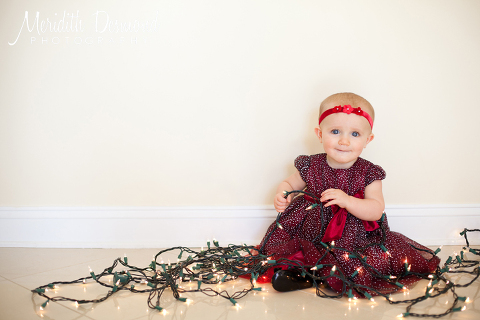 String lights with baby holiday photo