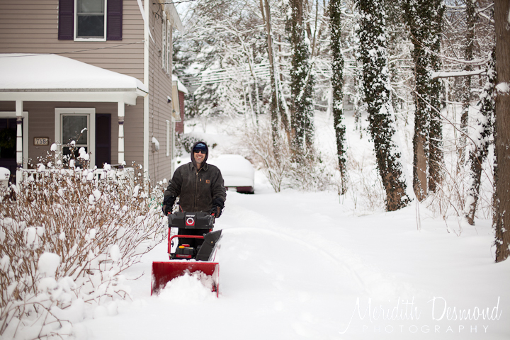Chris using the snowblower
