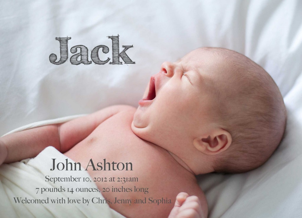 Yawning Baby Birth Announcement