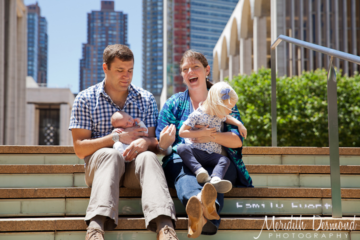 Family photo on Lincoln Center Steps